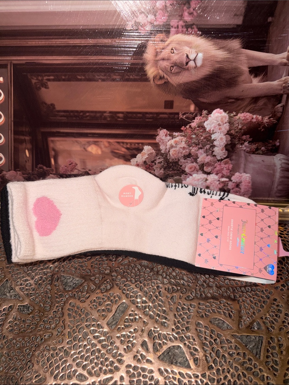 Juicy Couture White Crew Socks&Pink Heart Accent & other colors 6 colors